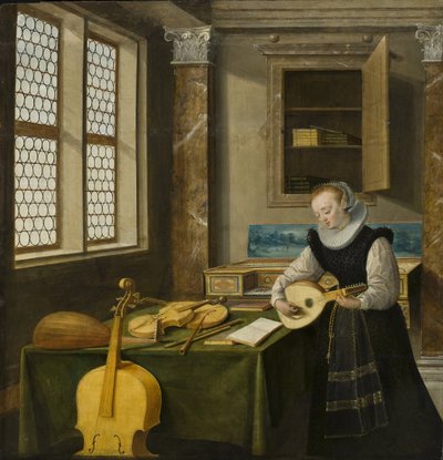 Dame jouant du luth - Ud Çalan Kadın, Steenwyck, Hendrick van, the Younger (1580-1649). Ahşap üzerine yağ. Boyut : 65x64 cm. Ulusal Müze Stockholm by Hendrik van (c.1580 1649) Steenwyk