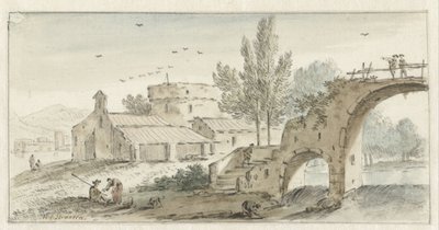 Taş Köprülü İtalyan Manzarası by Hendrik van der Straaten
