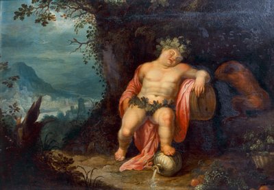 Bacchus Uyurken (tuval üzerine yağlıboya) by Hendrik van the Elder Balen