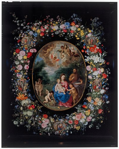 Kutsal Aile ve Bebek Aziz Yahya Vaftizci ve Melekler Bir Manzarada by Hendrik van the Elder Balen