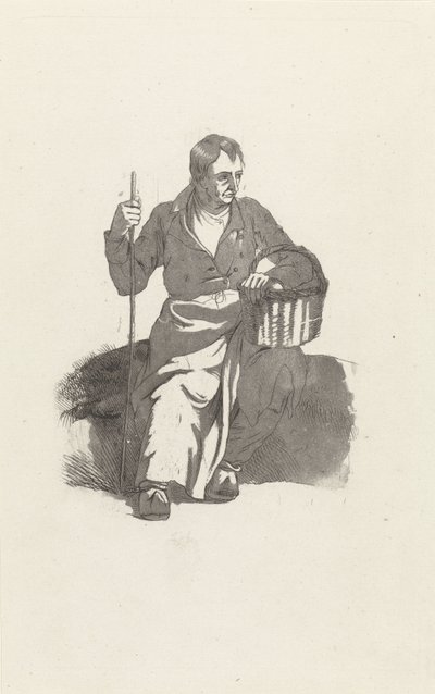 Sepet ile oturan adam by Hendrikus van de Sande Bakhuyzen