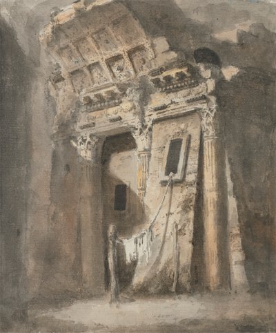 Muhtemelen Roma'da, Yıkanmış Bir Sırayla Yıkık Kemerli Yol by Heneage Finch fourth Earl of Aylesford