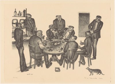 Bir barda kağıt oynayan adamlar by Henk Henriët (signed by artist)