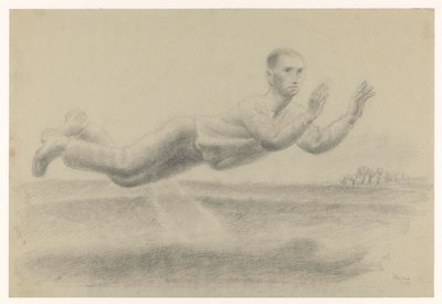 Bir manzarada yüzen kaldırılmış ellerle otoportre by Henk Henriët (signed by artist)