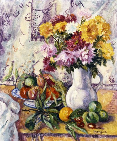 krizantem ve meyve by Henri Charles Manguin
