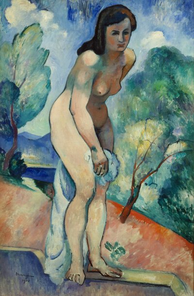 Jeanne Yüzme Havuzunun Kenarında (tuval üzerine yağlıboya) by Henri-Charles Manguin