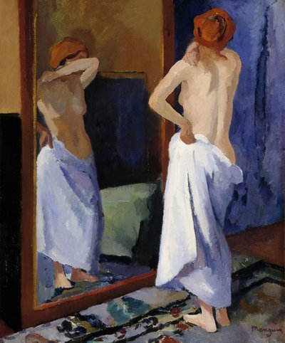 Aynada Çıplak 20. yüzyıl (tuval üzerine yağlıboya) by Henri Charles Manguin
