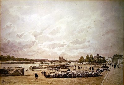 Quai Bercy, Paris (suluboya) by Henri Joseph Harpignies