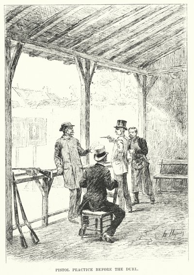 Düello Öncesi Tabanca Alıştırması (gravür) by Henri-Louis Dupray