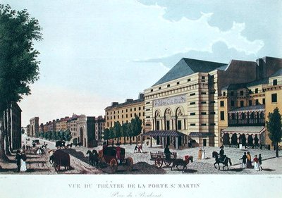 Theatre de la Porte Saint-Martin. c.1815-20 (renkli gravür) by Henri (after) Courvoisier Voisin