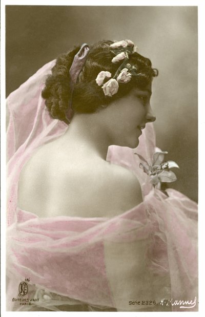 Pembe eşarplı kadın (renkli fotoğraf) by Henri (after) Manuel