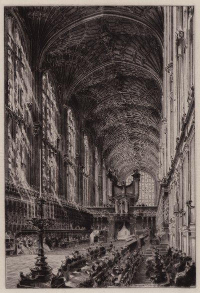Cambridge: King's College Şapeli'nin İçi (gravür) by Henri (after) Toussaint