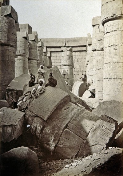 Karnak tapınağı, 1900 civarı (s/b fotoğraf) by Henri Béchard