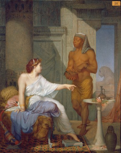 Kleopatra ve Kölesi (tuval üzerine yağlı boya) by Henri Blaise Francois Dejussieu