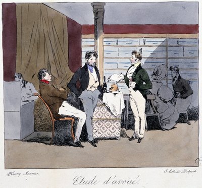 Avukatın çalışması - Henri Monnier tarafından “” Eskiden ve bugün”de, ed. Delpech, Paris by Henri Bonaventure Monnier