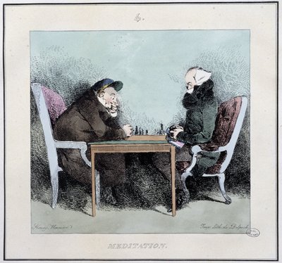 Meditasyon: satranç oyuncuları - Henri Monnier, ed. Delpech, Paris by Henri Bonaventure Monnier