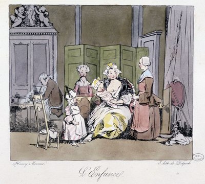 18. yüzyılın aristokrasisinde sütanne, hizmetçiler, bebek ve çocuk - Henri Monnier, ed. Delpech, Paris by Henri Bonaventure Monnier