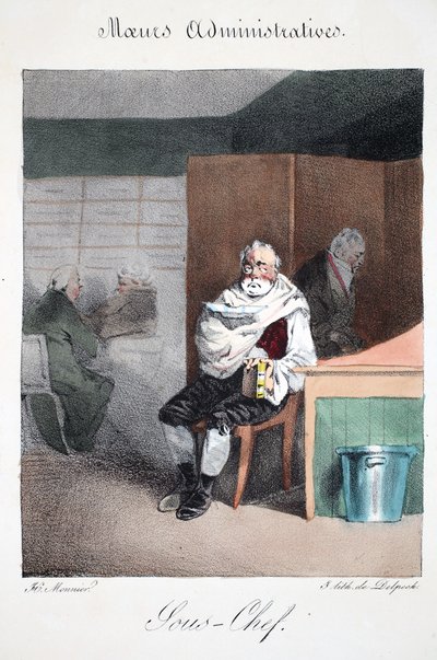 Sous-chef, Henri Monnier'in 'Moeurs Administrations, Dessinées Göre Doğa'dan illüstrasyon, Delpech tarafından taş baskılı, pub. Paris, c.1828 (el boyaması taş) by Henri Bonaventure Monnier