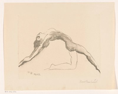 Çıplak kadın geriye doğru atlama by Henri Braakensiek (signed by artist)