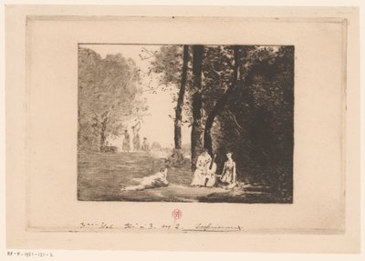 Bir ağacın altında müzik yapan kadınlar by Henri Charles Guérard (signed by artist)
