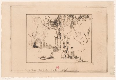 Bir ağacın altında müzik yapan kadınlar by Henri Charles Guérard (signed by artist)