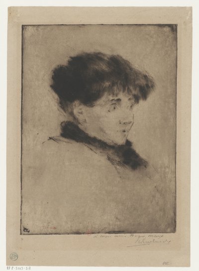 Eva Gonzalès'in Portresi by Henri Charles Guérard (signed by artist)