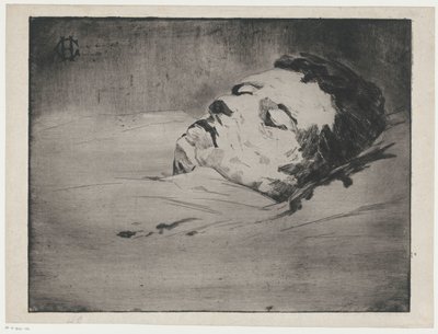 Ölüm döşeğinde bilinmeyen bir adamın portresi by Henri Charles Guérard (signed by artist)