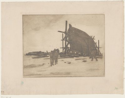 Tekne yapım aşamasında by Henri Charles Guérard