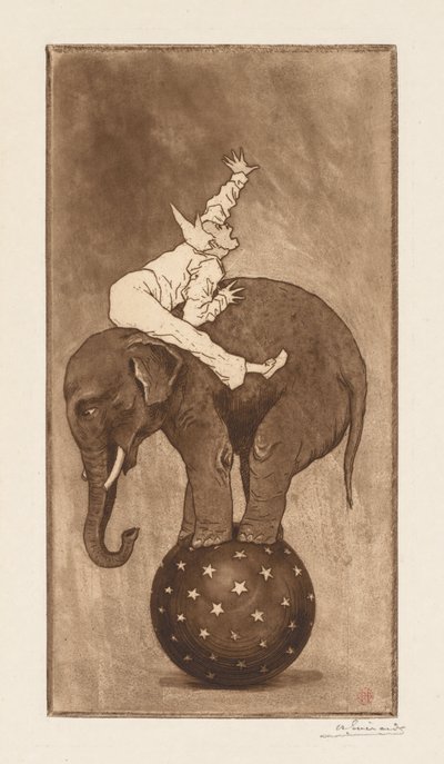 Fil ve Palyaço LElephant et le Clown, c. 1889. by Henri Charles Guérard