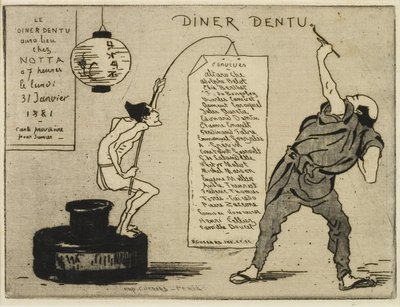 Bir hokka üzerinde Japonca, 1881 (aşındırma, kuru nokta) by Henri Charles Guérard