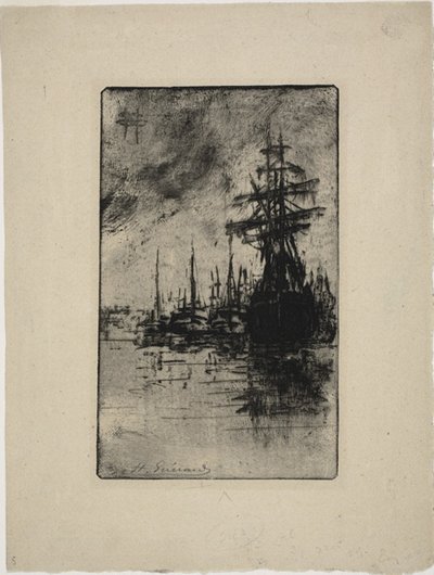 Su üzerinde yelkenliler by Henri Charles Guérard