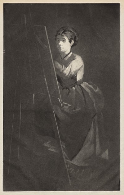 Genç kadın bir şövale by Henri Charles Guérard