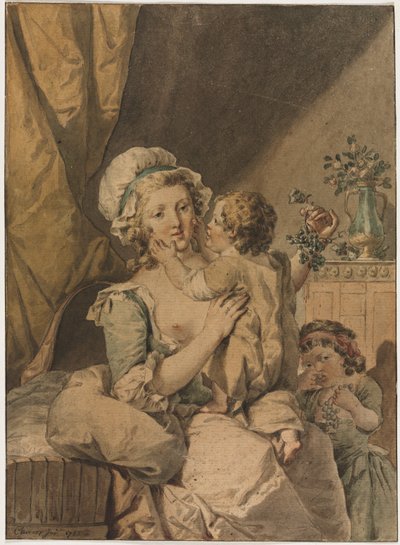 İki Çocuklu Anne, 1788. by Henri Chevaux