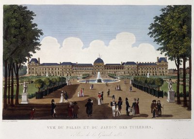 Saray ve Tuileries bahçesinin görünümü - Courvoisier tarafından “” Vues de Paris”te by Henri Courvoisier-Voisin