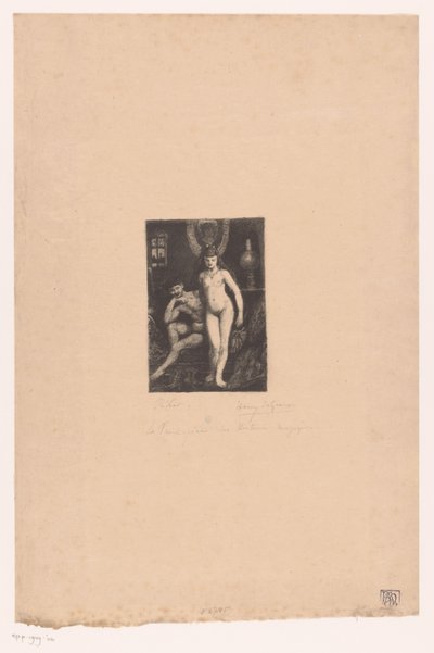 Ayakta çıplak kadın ve oturan çıplak adam by Henri De Groux (signed by artist)