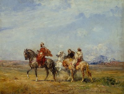Bir Arap Av Partisi (tuval üzerine yağlı boya) by Henri Emilien Rousseau