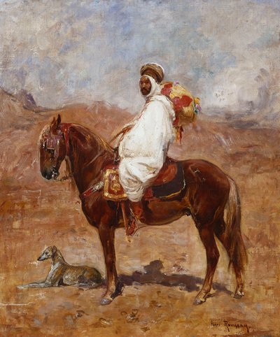 Çöl Manzarasında At Üzerinde Bir Arap by Henri Emilien Rousseau