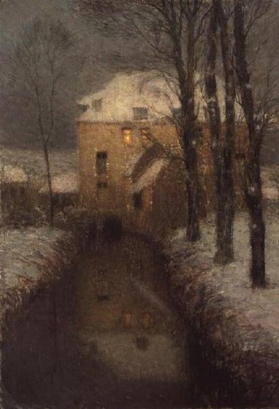Kışın Bir Ev (tuval üzerine yağlı boya) by Henri Eugene Augustin Le Sidaner