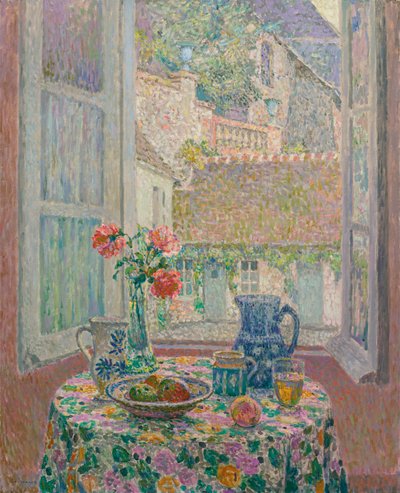 Avluya bakan masa - Henri Le Sidaner (1862-1939) tablosu by Henri Eugene Augustin Le Sidaner