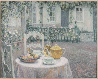 Pembe Masa Örtüsü by Henri Eugene Augustin Le Sidaner