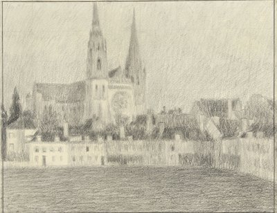 Chartres'in görünümü by Henri Eugene Le Sidaner