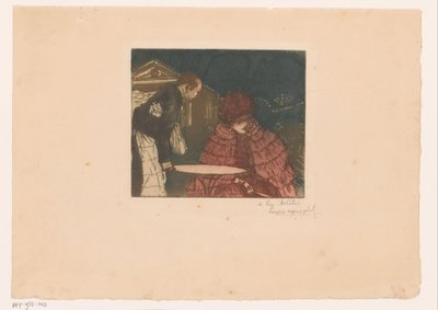 Garson ile terasta kadın by Henri Evenepoel (signed by artist)
