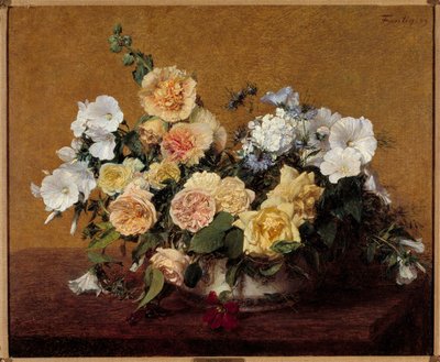 Çiçek buketi Boyama Henri Fantin Latour (Fantin-Latour) by Ignace Henri Jean Fantin Latour