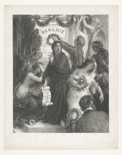 Afiş müziği Hector Berlioz l'Anniversaire. HJ Hédiard ile değil, 1. ve 2. durum arasında duruyor by Ignace Henri Jean Fantin Latour