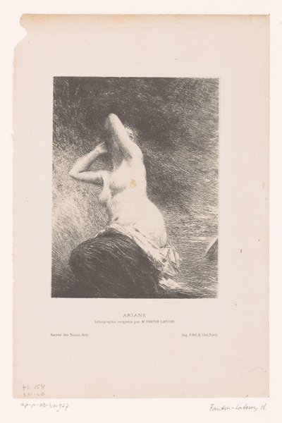 Ariadne, Naxos Ariane adasında geride kaldı (nesnedeki başlık) by Ignace Henri Jean Fantin Latour
