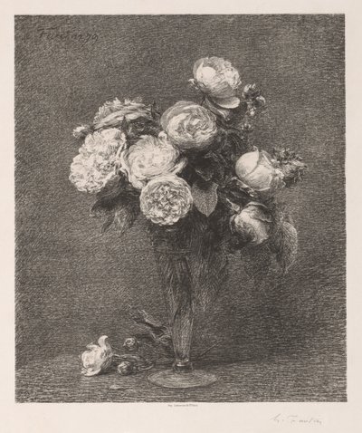 Gül buketi by Ignace Henri Jean Fantin Latour