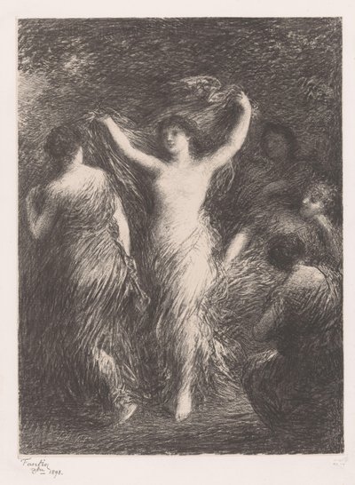 Dans etmek ve kadın danslarını izlemek by Ignace Henri Jean Fantin Latour