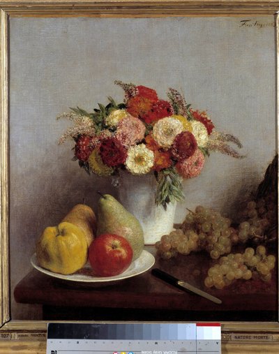 Çiçekler ve Meyveler Tablosu Henri Fantin Latour (Fantin-Latour) by Ignace Henri Jean Fantin Latour