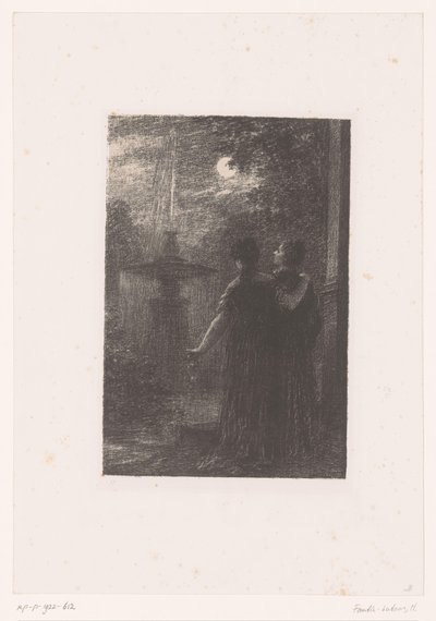 Héro ve Ursule ay ışığında bir çeşmenin yanında Beatrice ve Benedict. Perde I. Gece Hector Berlioz