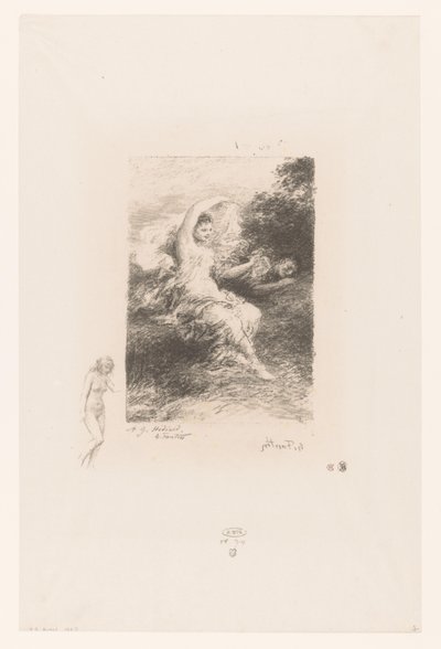 Lydé uyuyan sevgilisini izliyor André Chénier'den Lydé Poems (dizi adı) İllüstrasyonlar pour les Poésies d'André Chénier (dizi adı) by Ignace Henri Jean Fantin Latour